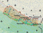 Карта - Непал. Расположение Непала на Карте относительно Индии и Китая.