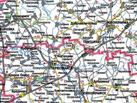 Первомайск - Мигия. Карта. Как добраться до Первомайска и Мигии на Буге на автомобиле.
