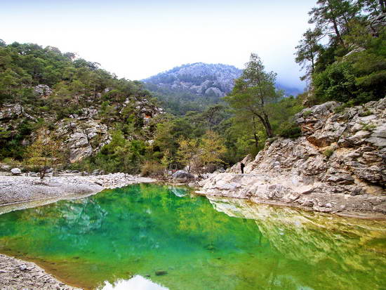 Старт путешествия по Турции. Цвет воды в заводях каньона Гойнюк.